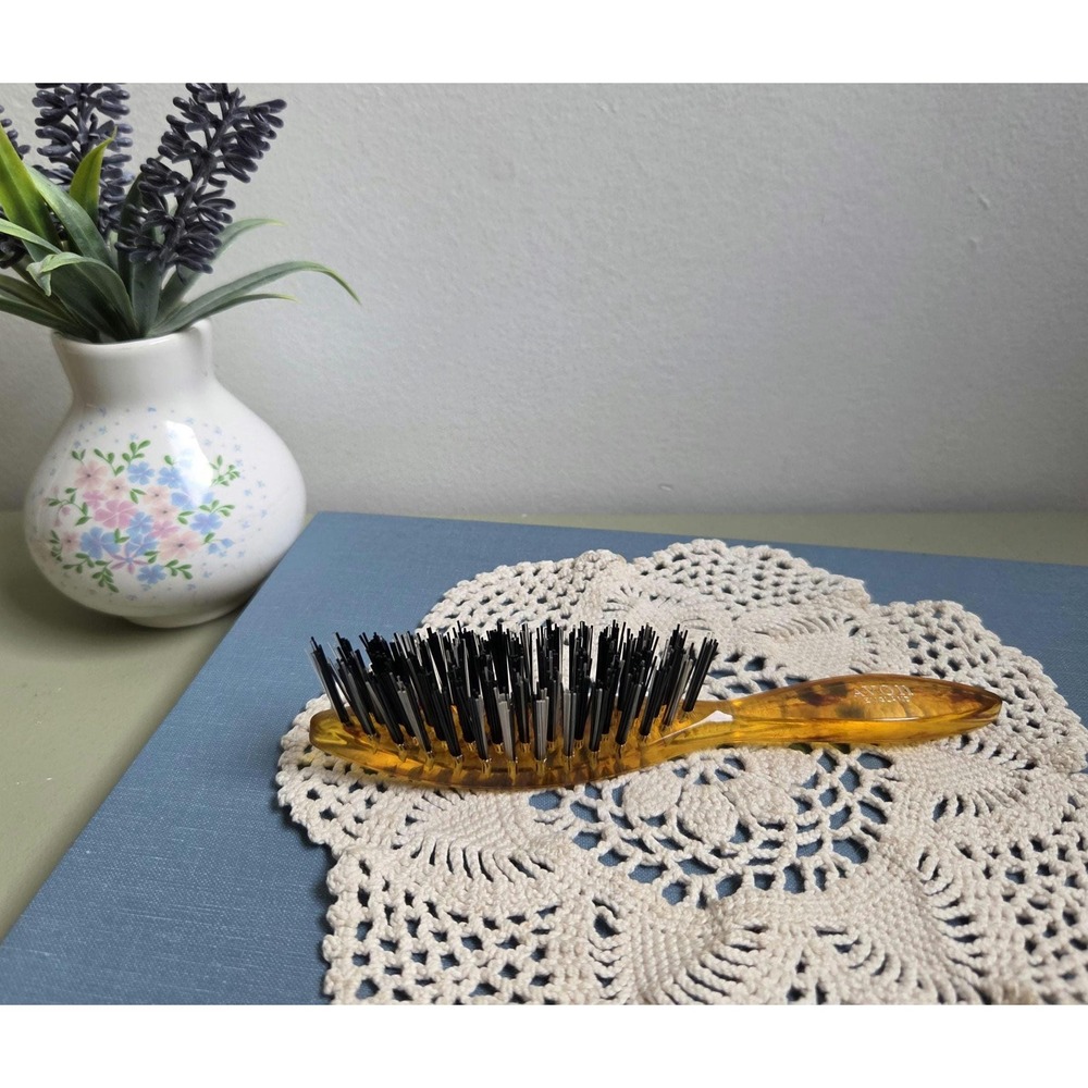 Vintage Avon England Amber Hair Brush Faux Tortoiseshell Vanity Brush